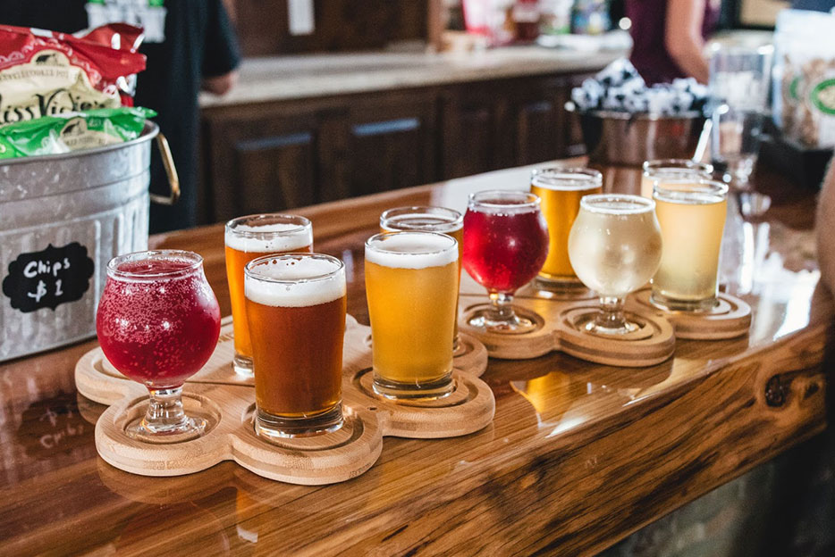 wine and beer flight