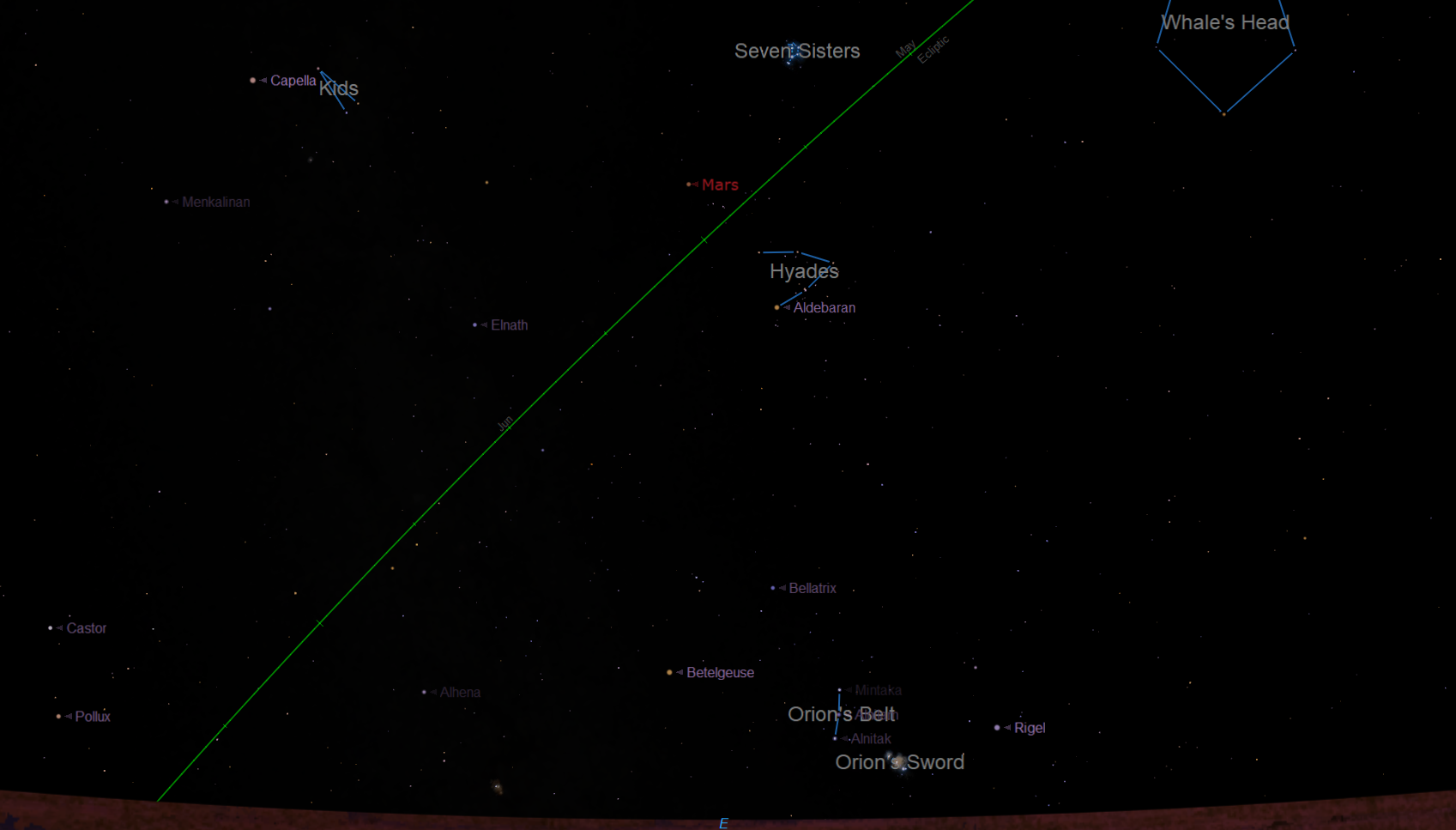 Driftless dark skies winter asterisms