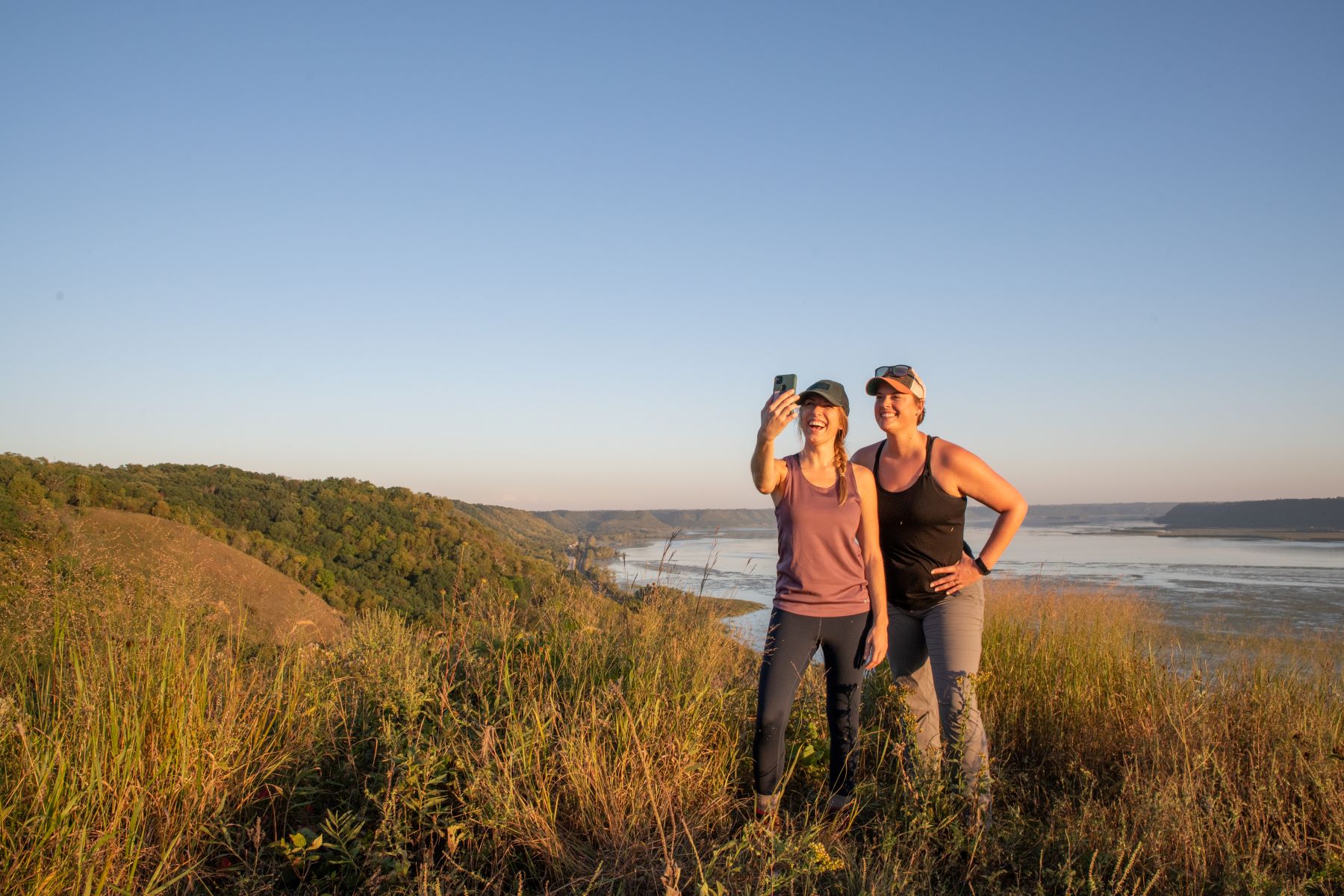 hikers on a Mississippi River Bluff