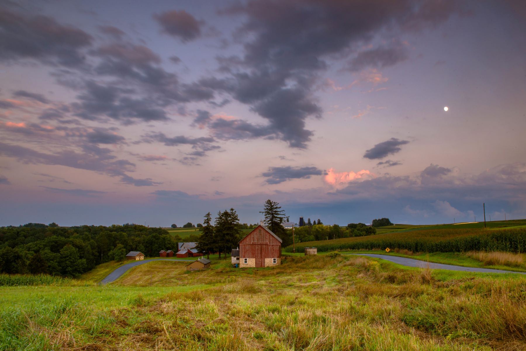 Farm at dusk