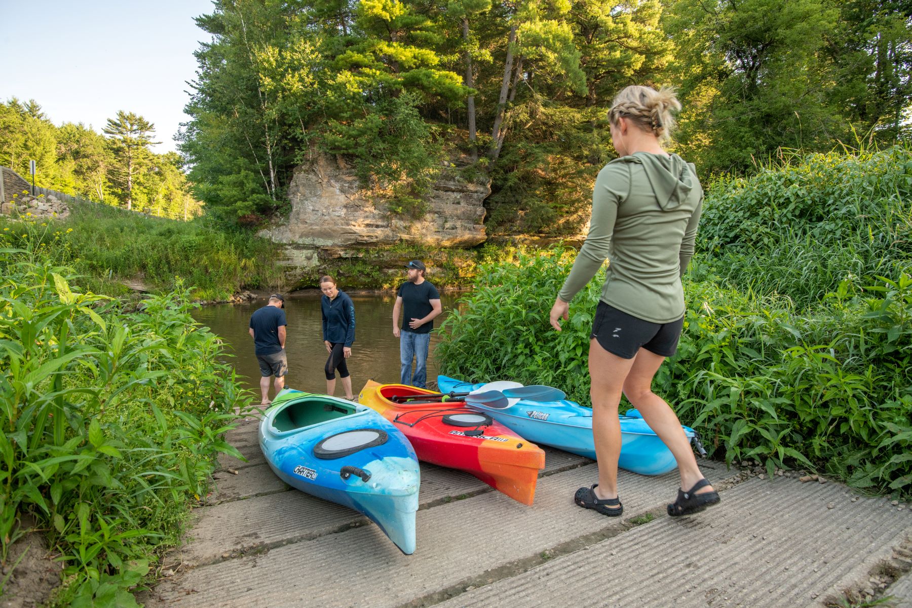 Preparing to kayak