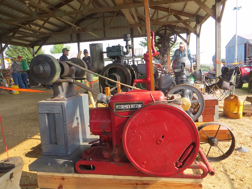 An antique engine on display